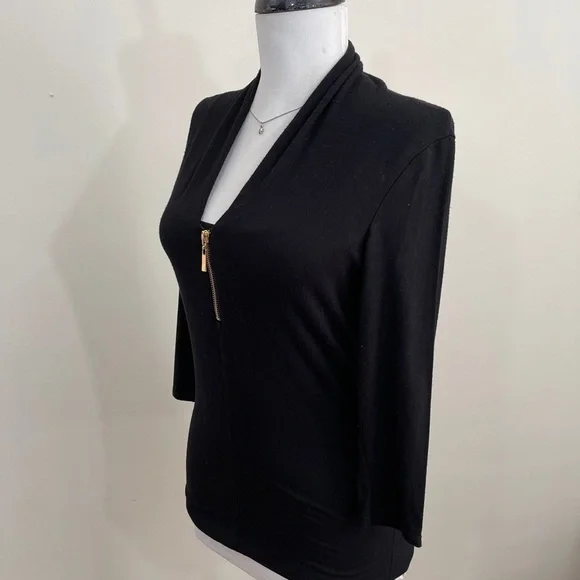Grace Elements sz sm knit top zipper accent black - Picture 5 of 9